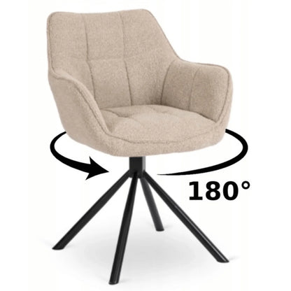 Elite LINO Dining Set – 100 cm Golden Oak/Black Round Table & 4 PEONY Beige Swivel Chairs