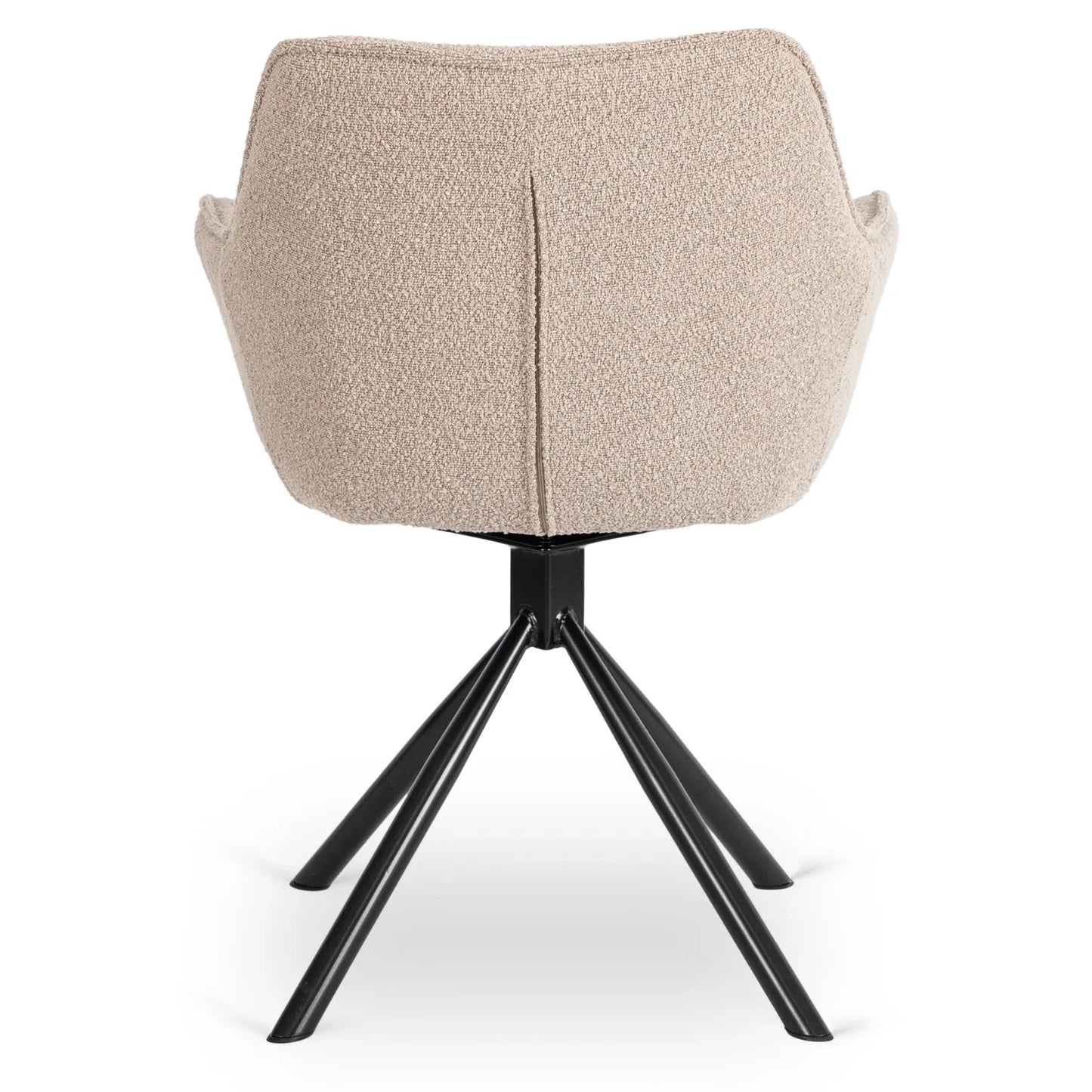 Elite LINO Dining Set – 100 cm Golden Oak/Black Round Table & 4 PEONY Beige Swivel Chairs