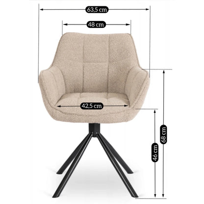 Elite LINO Dining Set – 100 cm Golden Oak/Black Round Table & 4 PEONY Beige Swivel Chairs