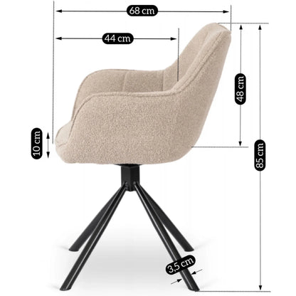 Elite LINO Dining Set – 100 cm Golden Oak/Black Round Table & 4 PEONY Beige Swivel Chairs