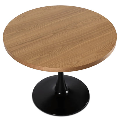 Elite LINO Dining Set – 100 cm Golden Oak/Black Round Table & 4 PEONY Beige Swivel Chairs