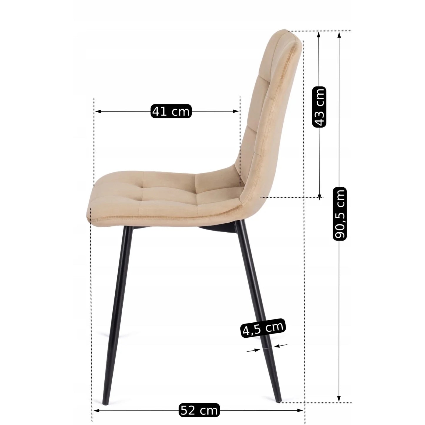 Elite LINO Dining Set – 100 cm Golden Oak/Black Round Table & 4 Beige PERU Chairs