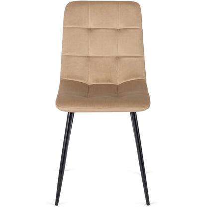 Elite LINO Dining Set – 100 cm Golden Oak/Black Round Table & 4 Beige PERU Chairs