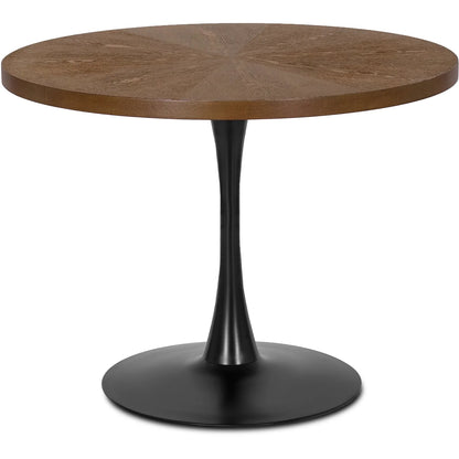 Elite LINO Dining Set – 100 cm Walnut/Black Round Table & 4 GARY 2 Green/Walnut Chairs