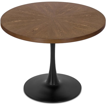 Elite LINO Dining Set – 100 cm Walnut/Black Round Table & 4 GARY 2 Green/Walnut Chairs