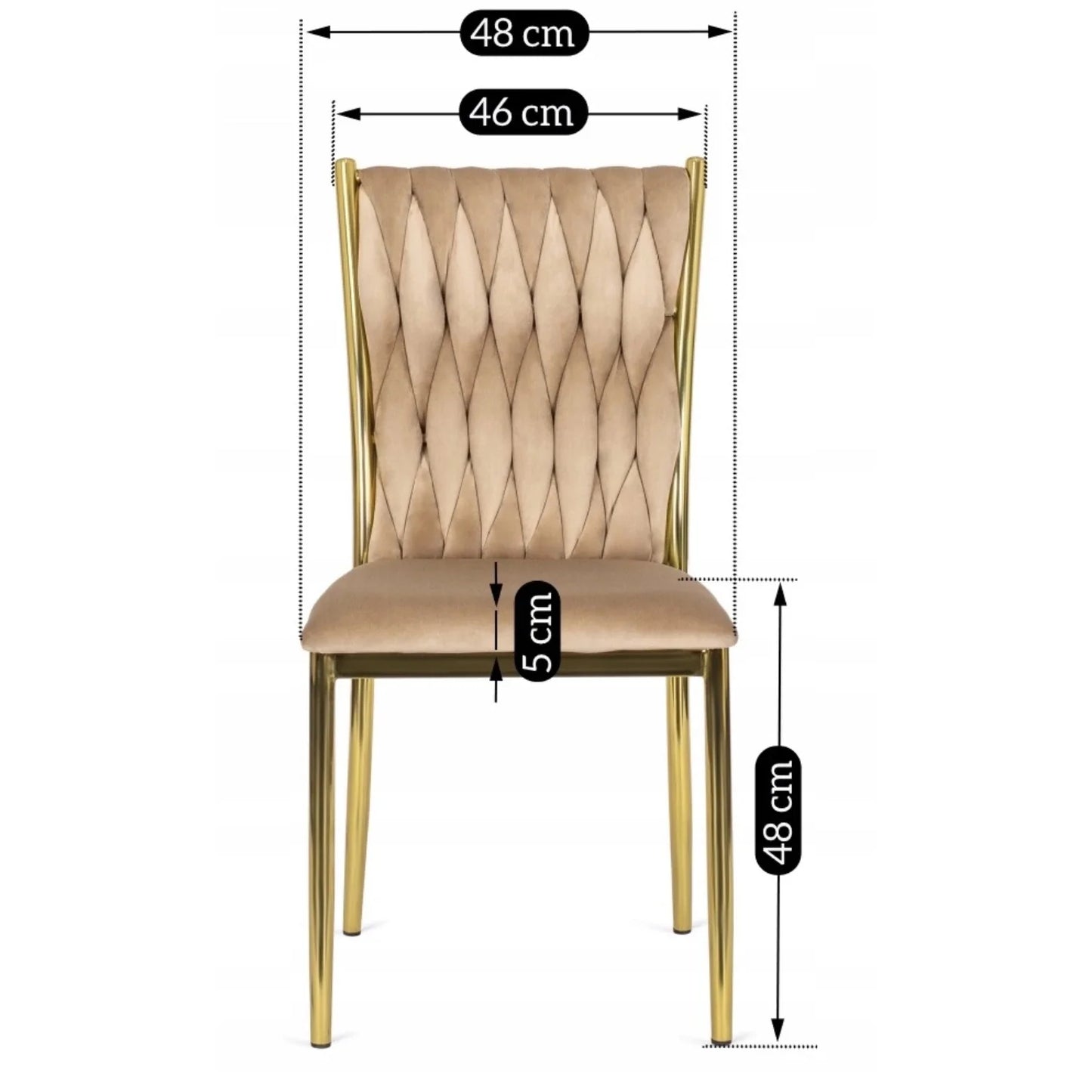 Elite TINGA Dining Set – 100 cm White Marble/Gold Round Table & 4 Beige DAN Chairs