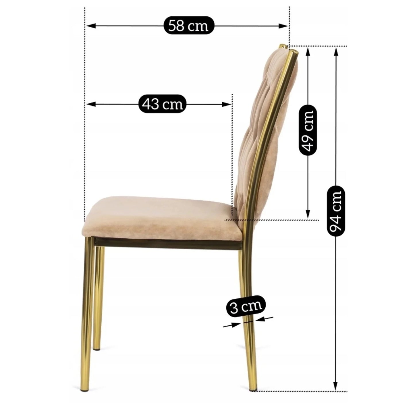 Elite TINGA Dining Set – 100 cm White Marble/Gold Round Table & 4 Beige DAN Chairs