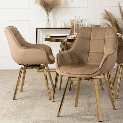 Elite TINGA Dining Set – 100 cm White Marble/Gold Table & 4 MIA Beige Chairs