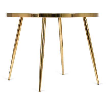 Elite TINGA Dining Set – 100 cm White Marble/Gold Table & 4 MIA Beige Chairs