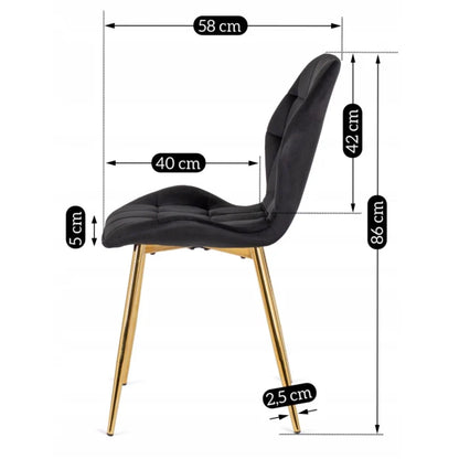 Elite TINGA Dining Set – 100 cm Black/Gold Table & 4 LUCKY Black Velvet Chairs