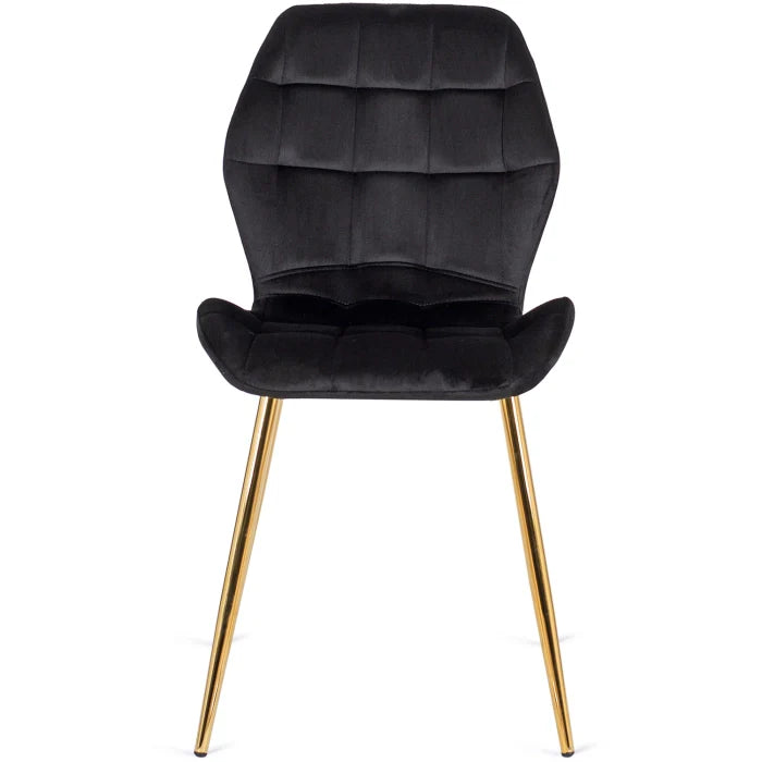 Elite TINGA Dining Set – 100 cm Black/Gold Table & 4 LUCKY Black Velvet Chairs