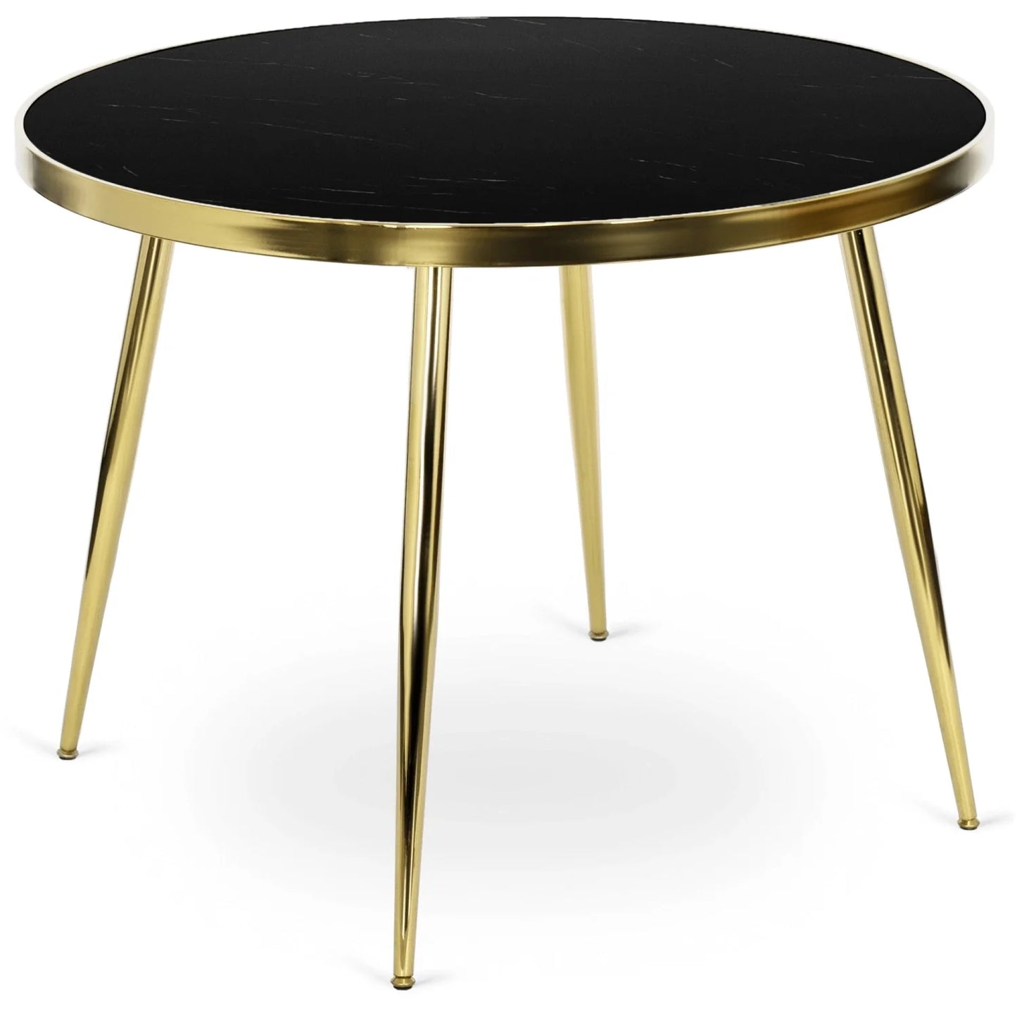 Elite TINGA Dining Set – 100 cm Black/Gold Table & 4 LUCKY Black Velvet Chairs