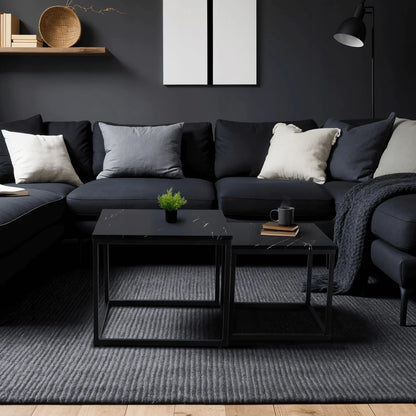 Elite JUNO Coffee Table Set – Black Marble