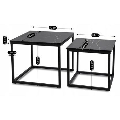 Elite JUNO Coffee Table Set – Black Marble