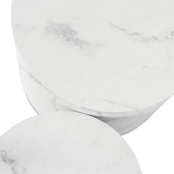 Elite LEILA Coffee Table Set 43 cm / 53 cm White Marble Modern Glamour