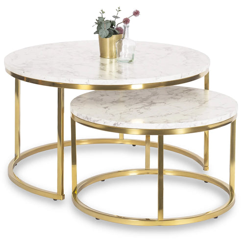 Elite OLIS MAX Coffee Table Set – Marble/Gold