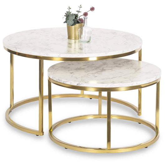 Elite OLIS MAX Coffee Table Set – Marble/Gold