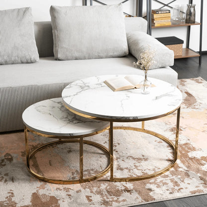 Elite OLIS MAX Coffee Table Set – Marble/Gold