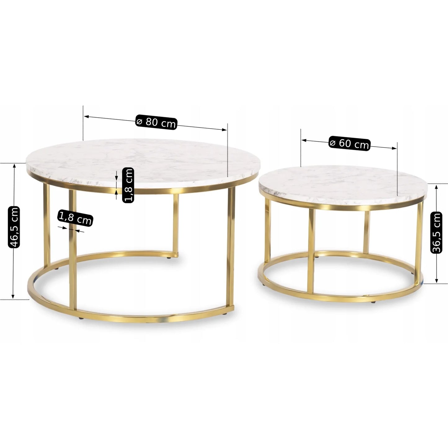 Elite OLIS MAX Coffee Table Set – Marble/Gold
