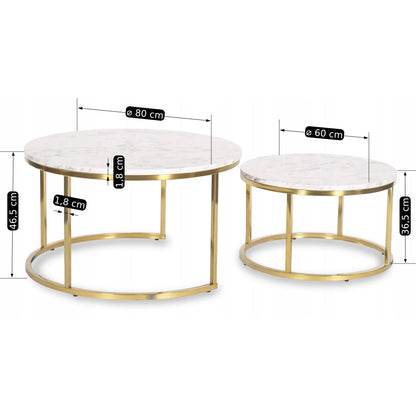 Elite OLIS MAX Coffee Table Set – Marble/Gold