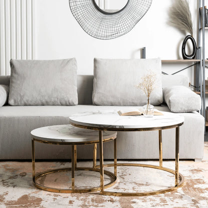 Elite OLIS MAX Coffee Table Set – Marble/Gold