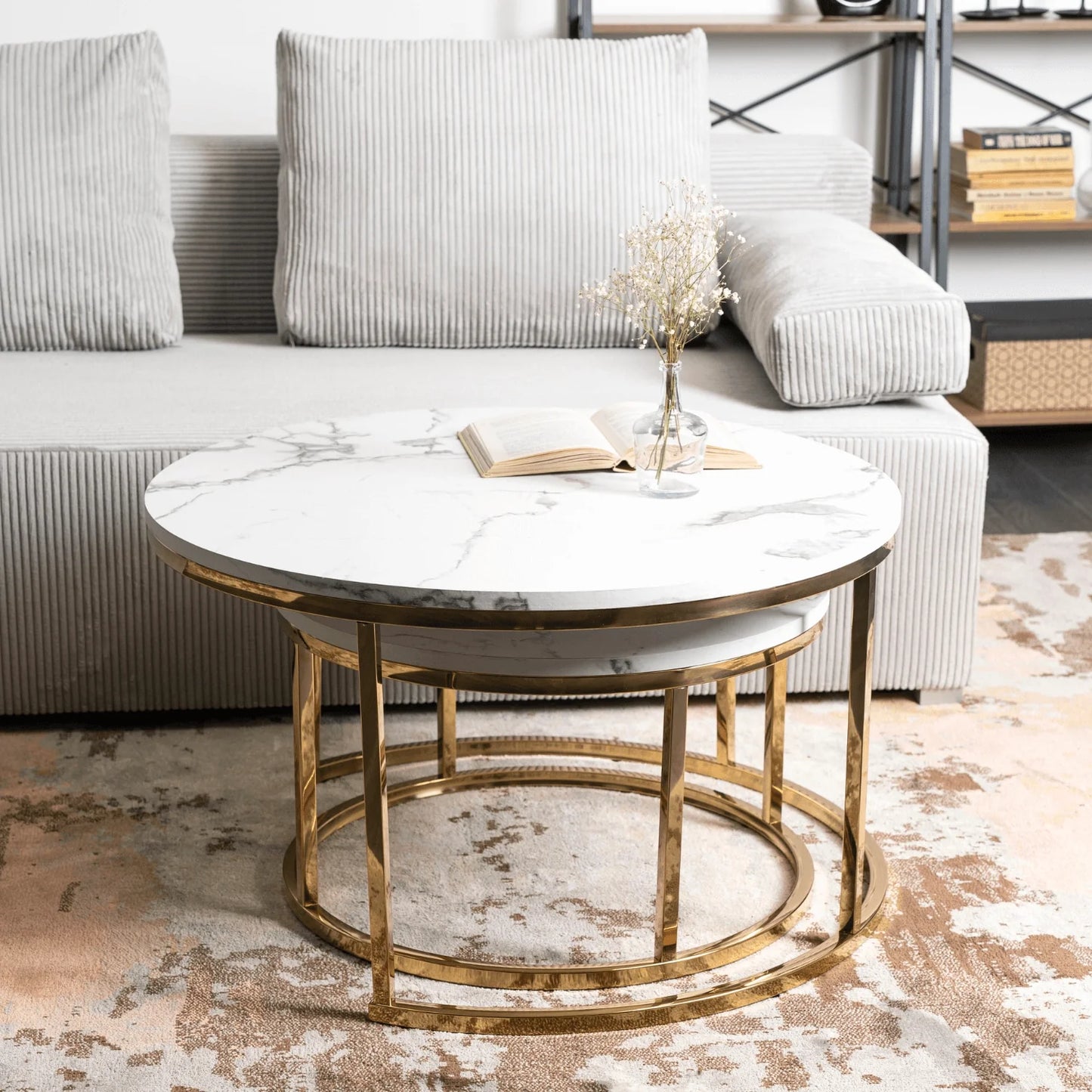 Elite OLIS MAX Coffee Table Set – Marble/Gold
