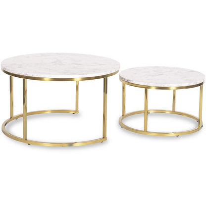 Elite OLIS MAX Coffee Table Set – Marble/Gold