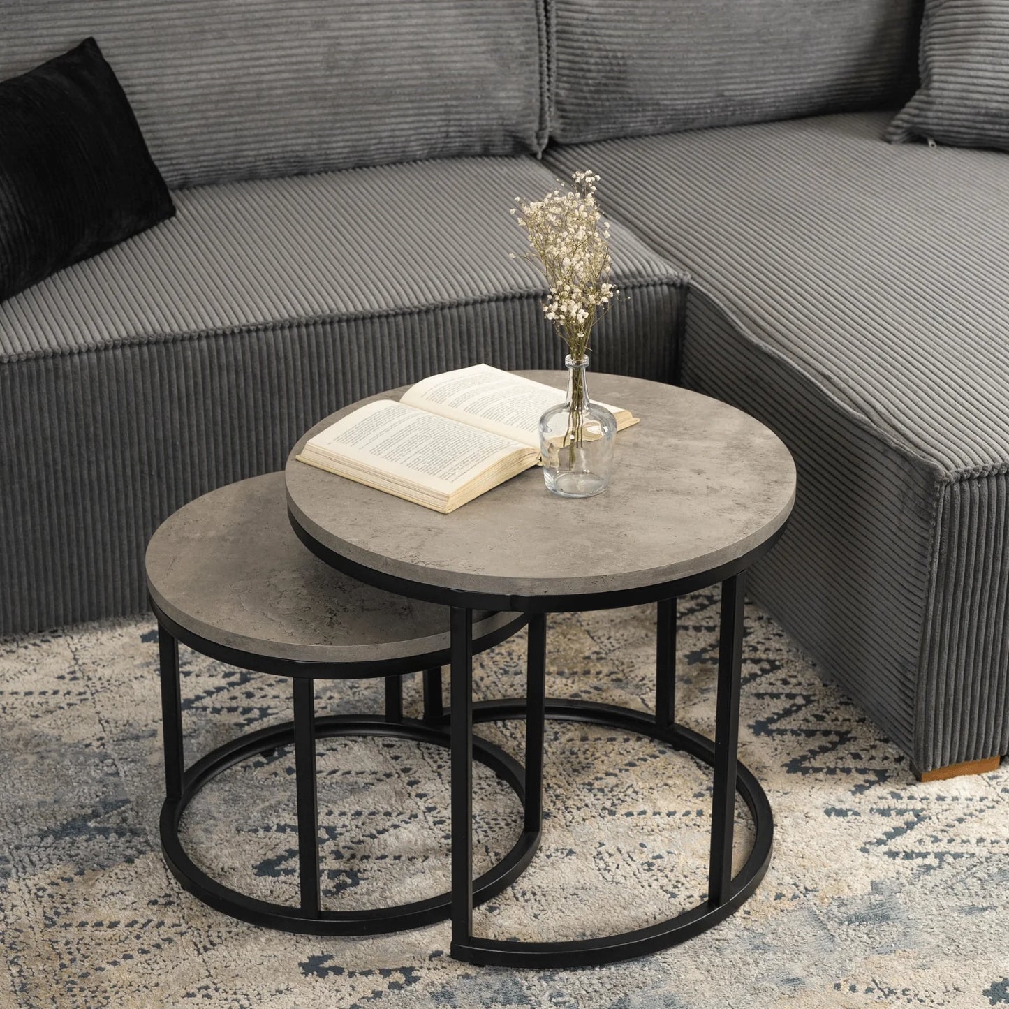 Elite ROCKY Coffee Table Set – Grey Concrete