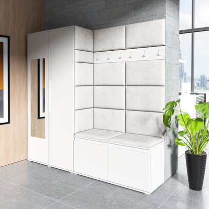 PK Emi 8 Hallway Wardrobe White - Upholstered Panels in Various Colours