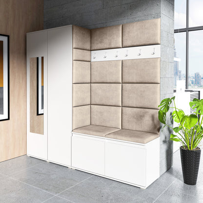 PK Emi 8 Hallway Wardrobe White - Upholstered Panels in Various Colours