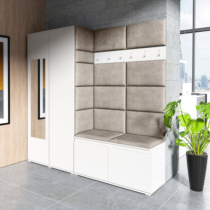 PK Emi 8 Hallway Wardrobe White - Upholstered Panels in Various Colours
