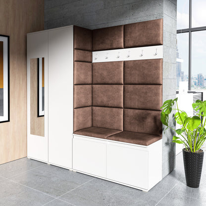 PK Emi 8 Hallway Wardrobe White - Upholstered Panels in Various Colours