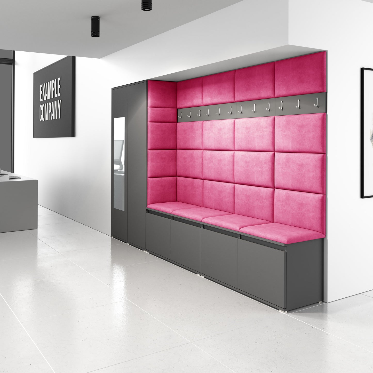 PK Emi 9 Hallway Wardrobe Graphite - Upholstered Panels in Various Colours
