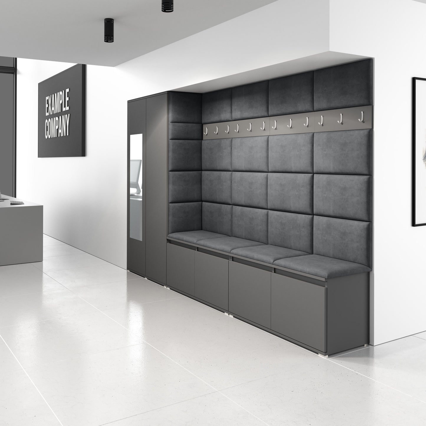 PK Emi 9 Hallway Wardrobe Graphite - Upholstered Panels in Various Colours