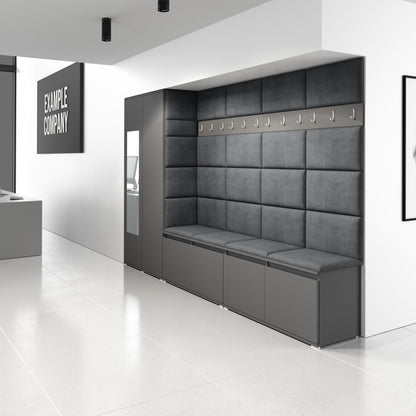 PK Emi 9 Hallway Wardrobe Graphite - Upholstered Panels in Various Colours